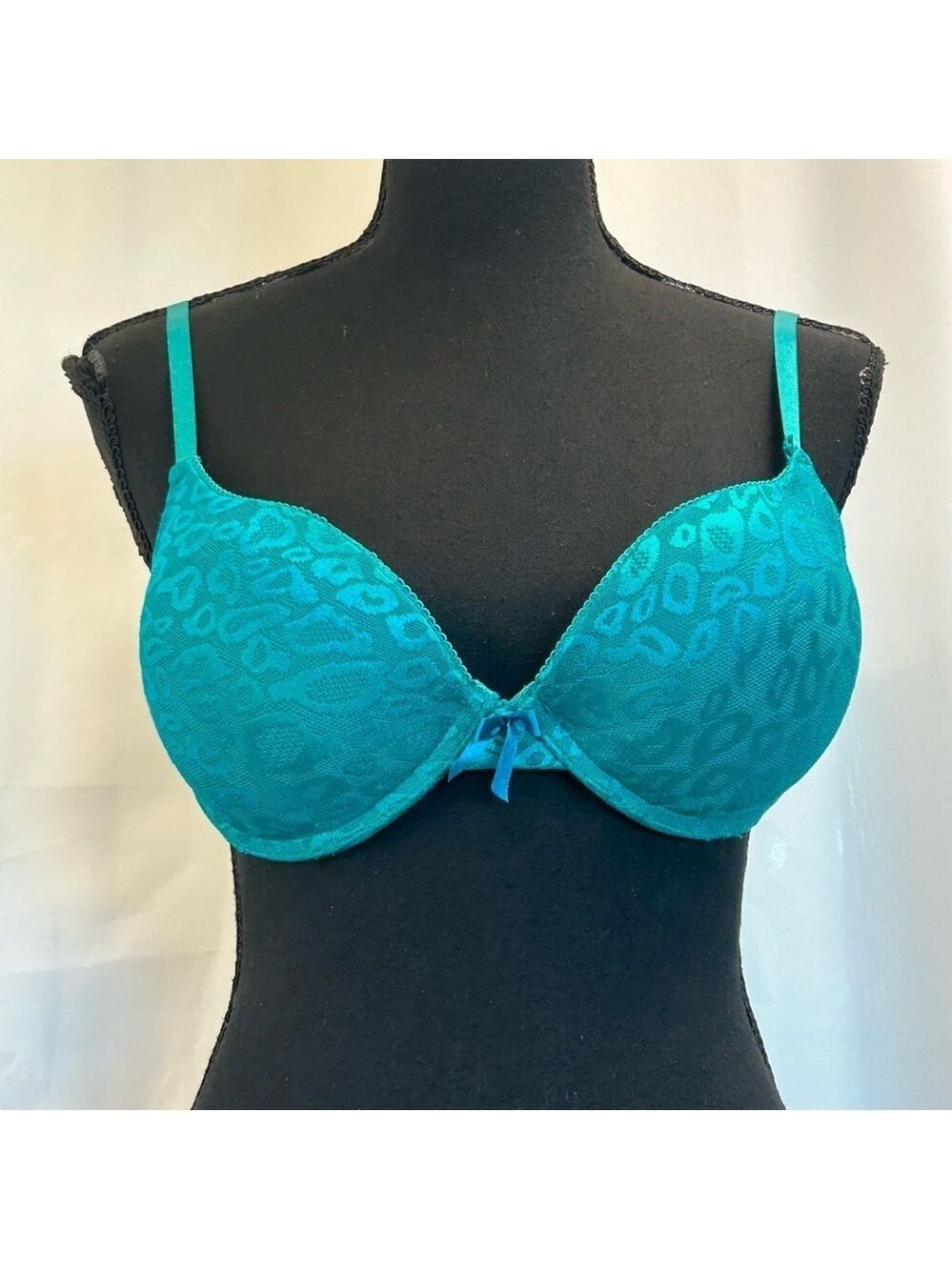RAMPAGE teal aquamarine leopard print padded bra Sz 34D